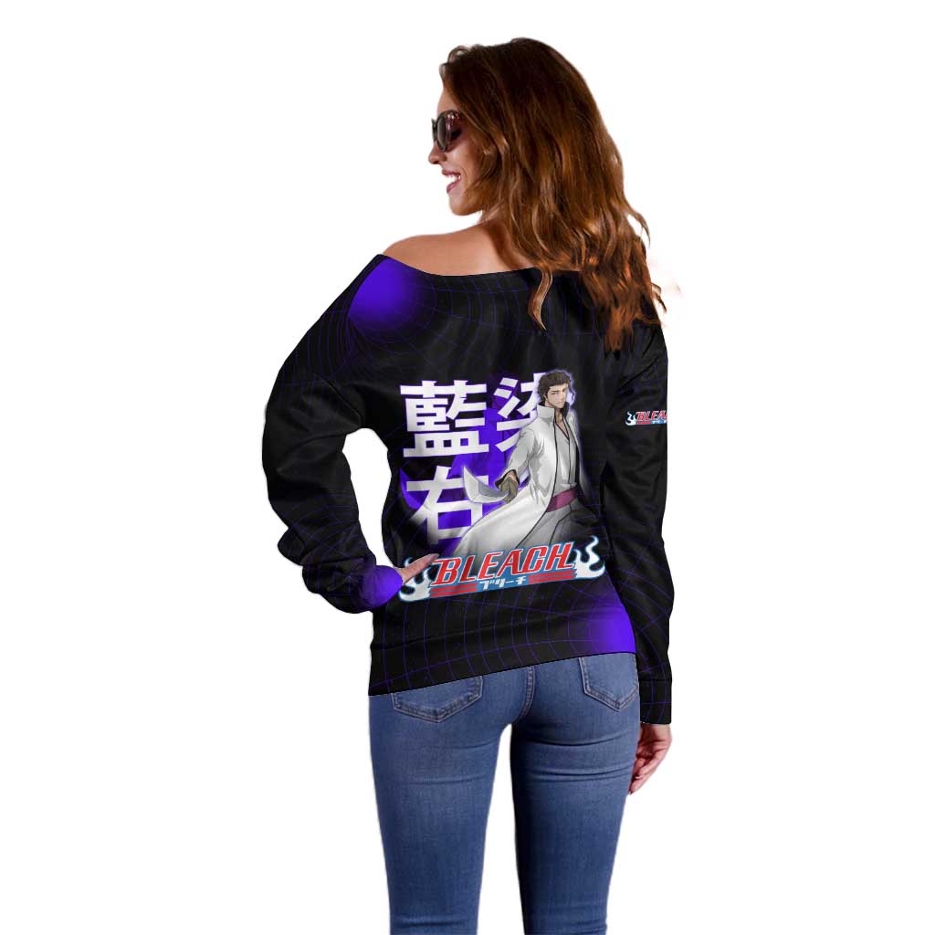 Aizen Sousuke Bleach Off Shoulder Sweater Cosmic Anime Energy Grid Style