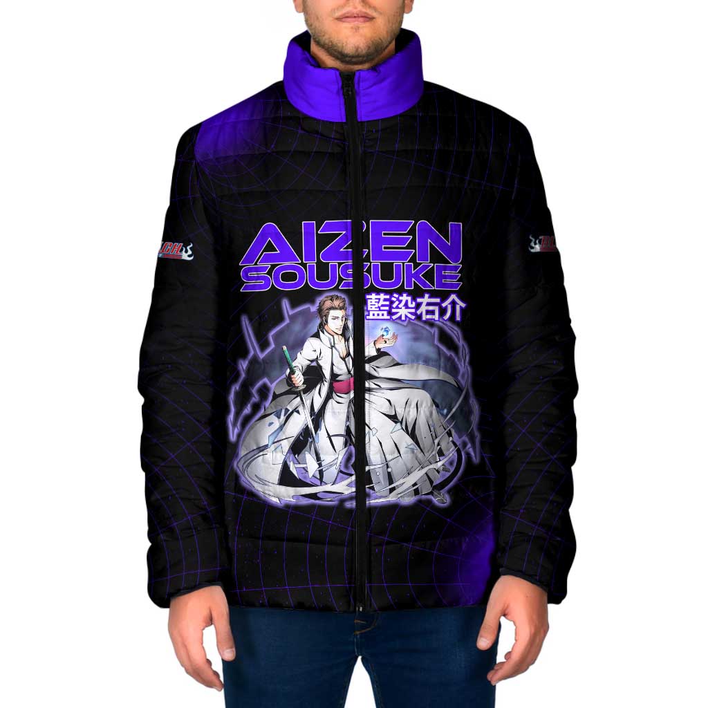 Aizen Sousuke Bleach Padded Jacket Cosmic Anime Energy Grid Style