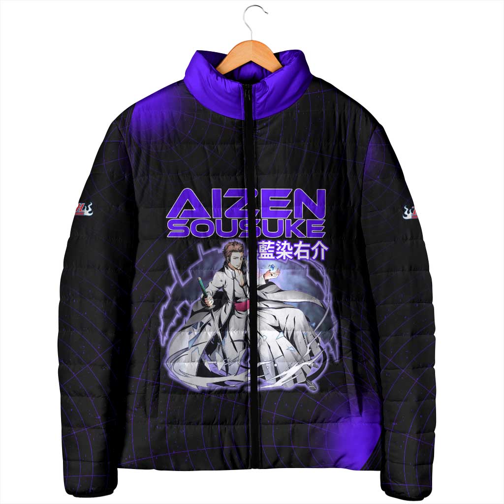 Aizen Sousuke Bleach Padded Jacket Cosmic Anime Energy Grid Style