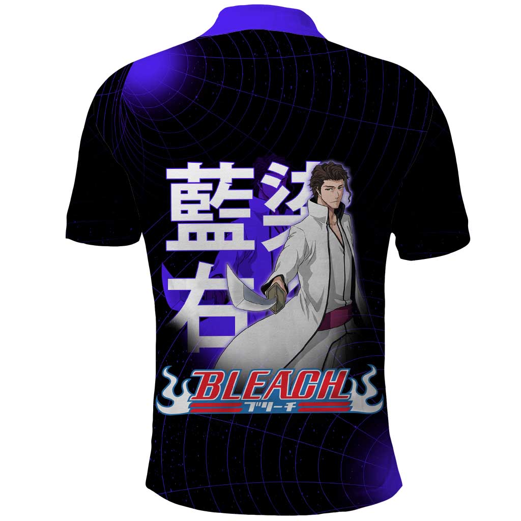 Aizen Sousuke Bleach Polo Shirt Cosmic Anime Energy Grid Style