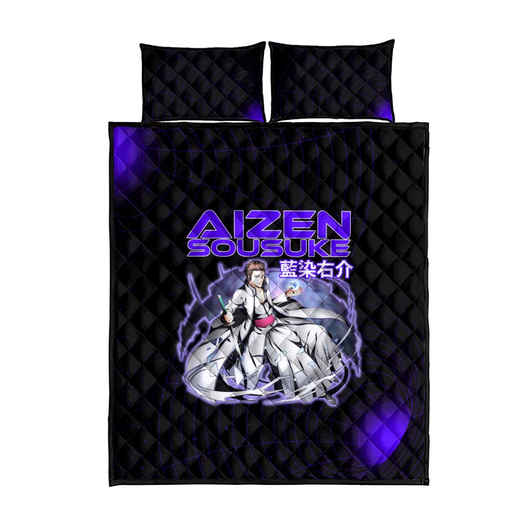 Aizen Sousuke Bleach Quilt Bed Set Cosmic Anime Energy Grid Style