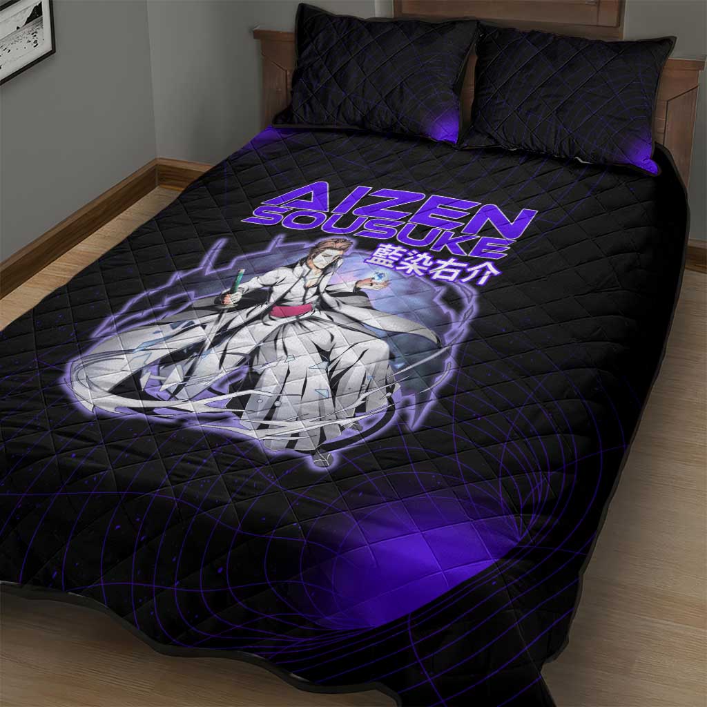 Aizen Sousuke Bleach Quilt Bed Set Cosmic Anime Energy Grid Style