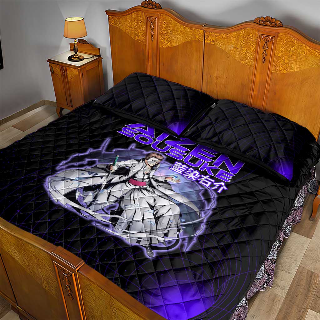 Aizen Sousuke Bleach Quilt Bed Set Cosmic Anime Energy Grid Style