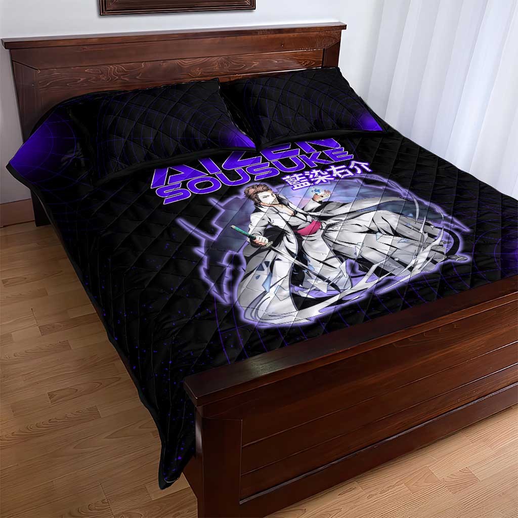Aizen Sousuke Bleach Quilt Bed Set Cosmic Anime Energy Grid Style