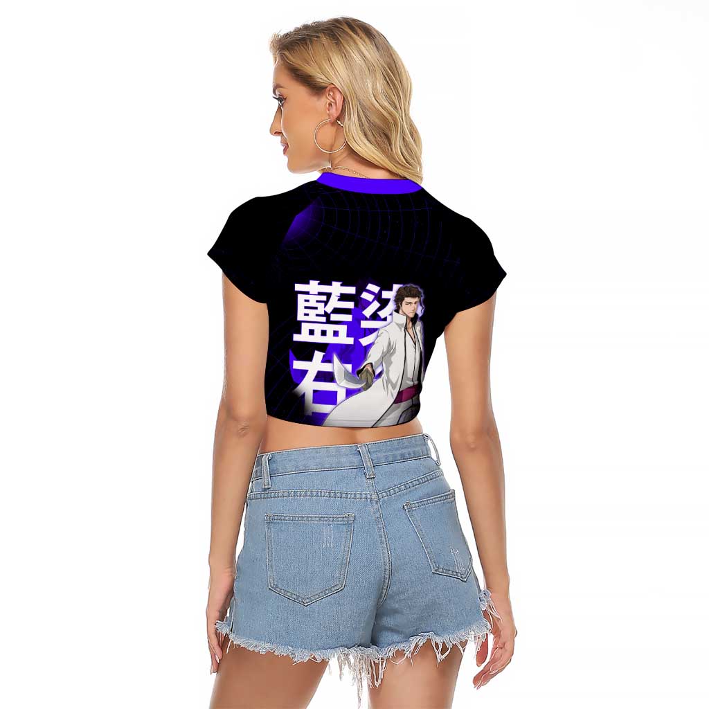 Aizen Sousuke Bleach Raglan Cropped T Shirt Cosmic Anime Energy Grid Style