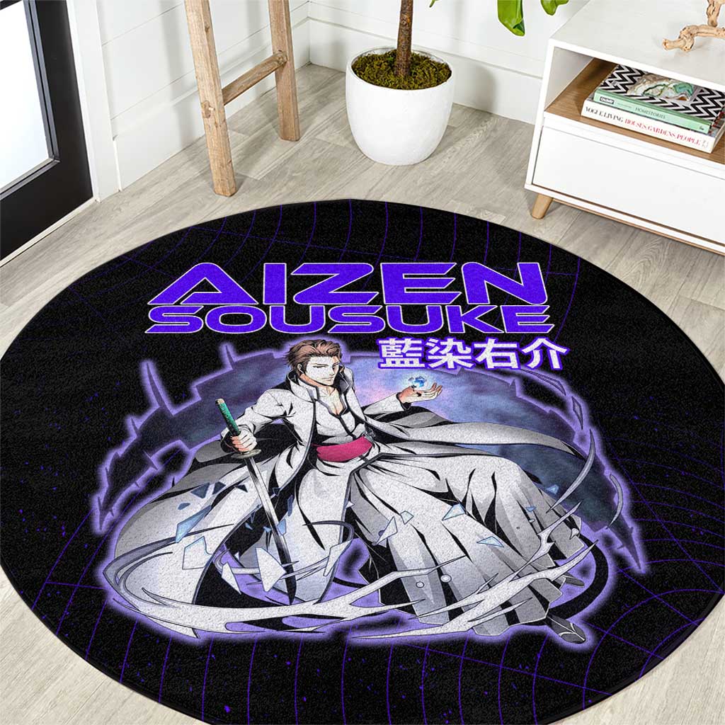 Aizen Sousuke Bleach Round Carpet Cosmic Anime Energy Grid Style