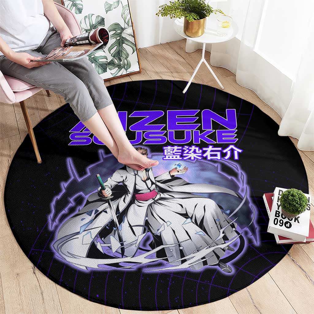 Aizen Sousuke Bleach Round Carpet Cosmic Anime Energy Grid Style