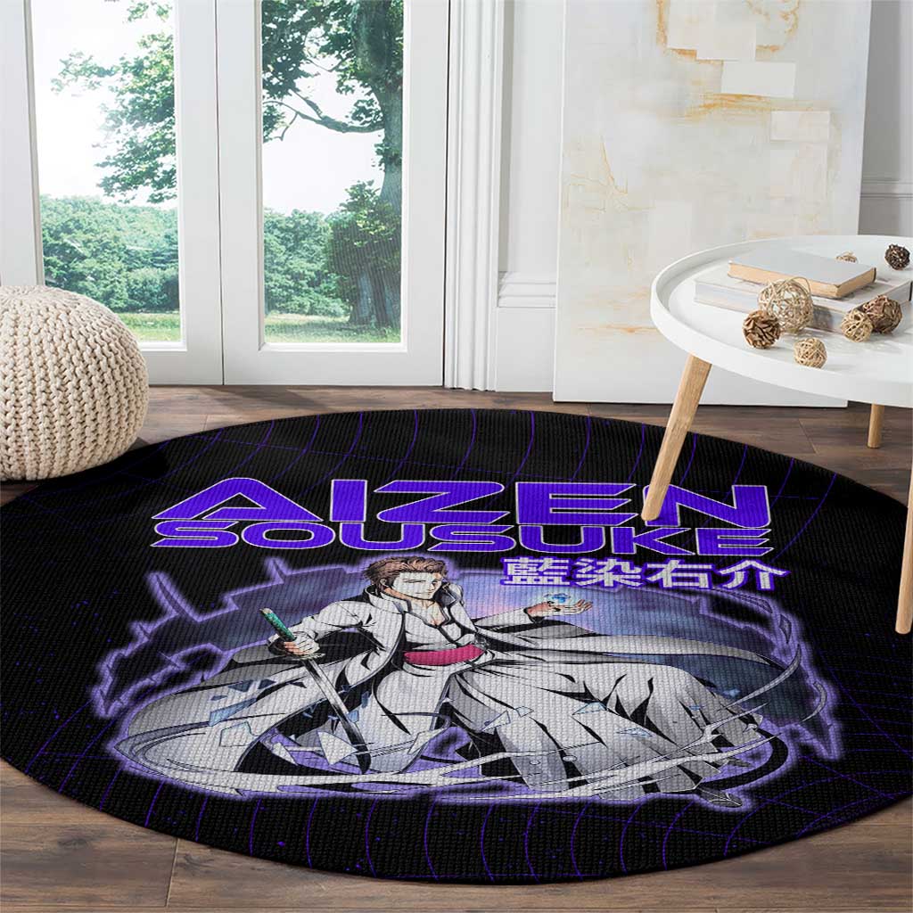 Aizen Sousuke Bleach Round Carpet Cosmic Anime Energy Grid Style