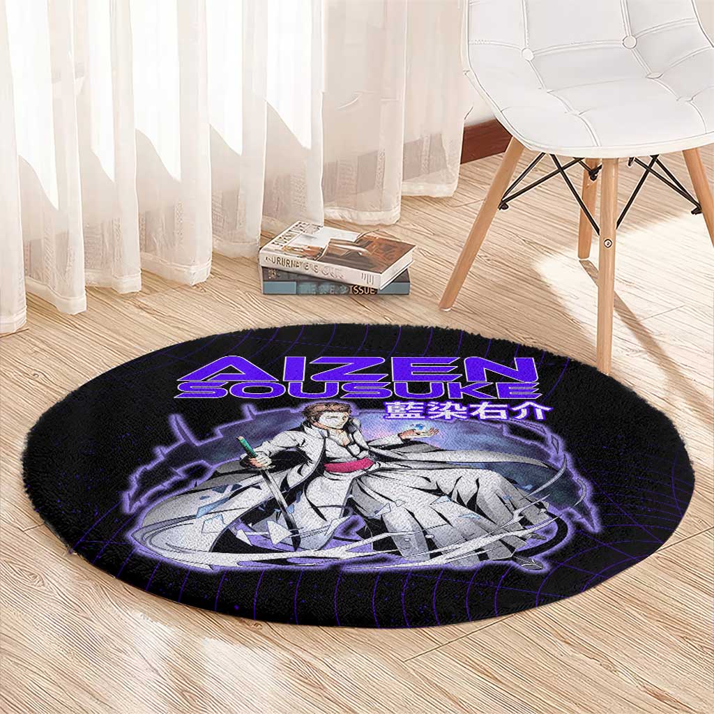 Aizen Sousuke Bleach Round Carpet Cosmic Anime Energy Grid Style