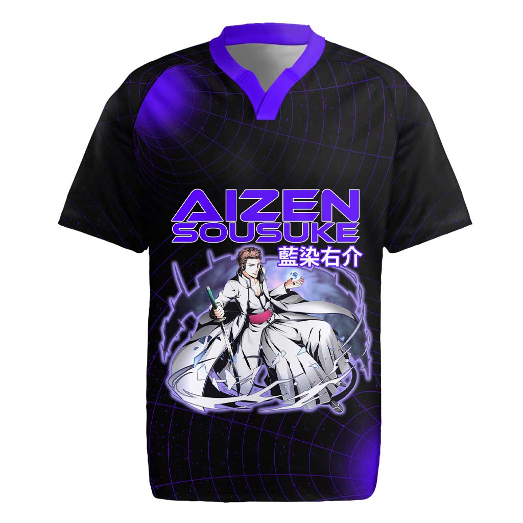 Aizen Sousuke Bleach Rugby Jersey Cosmic Anime Energy Grid Style