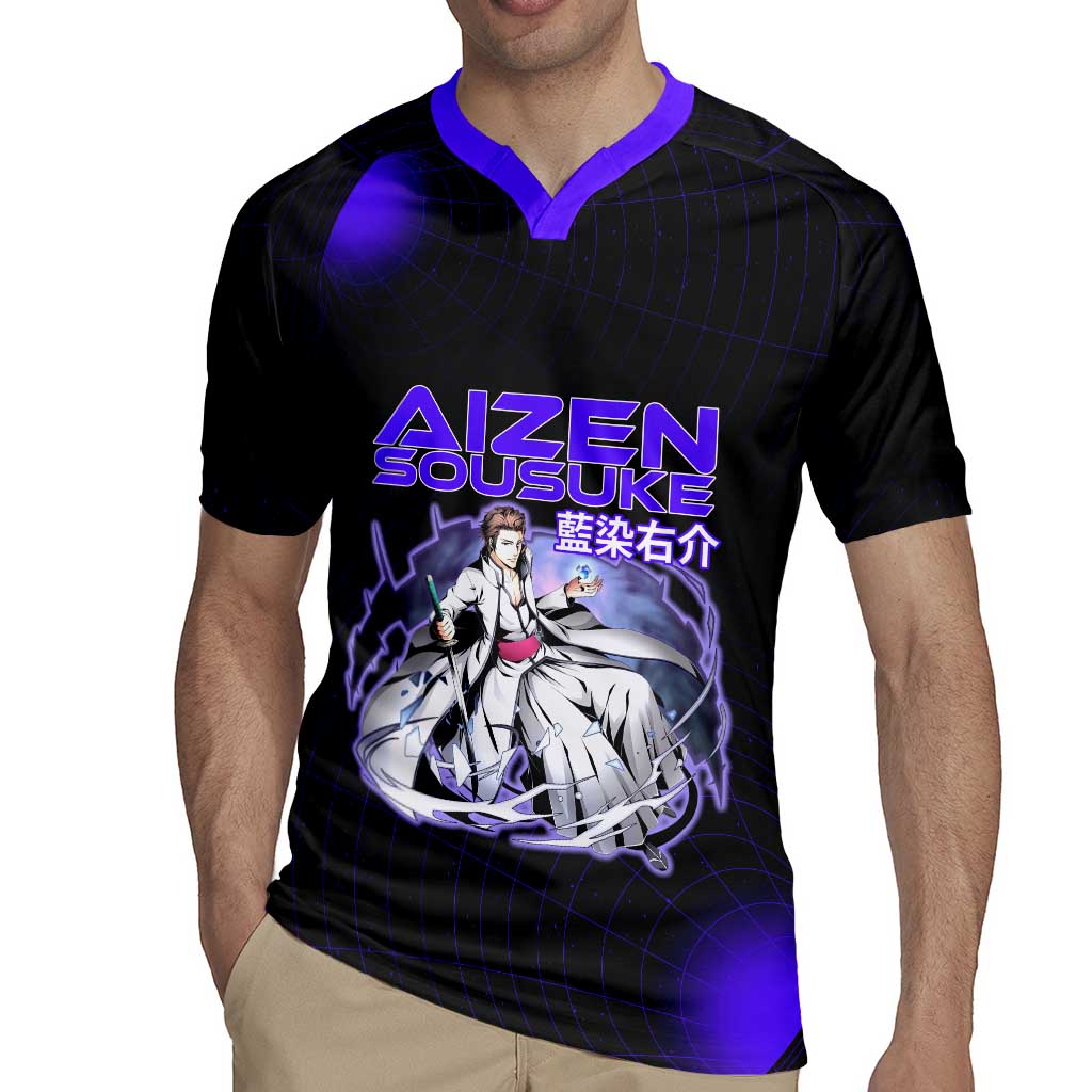 Aizen Sousuke Bleach Rugby Jersey Cosmic Anime Energy Grid Style