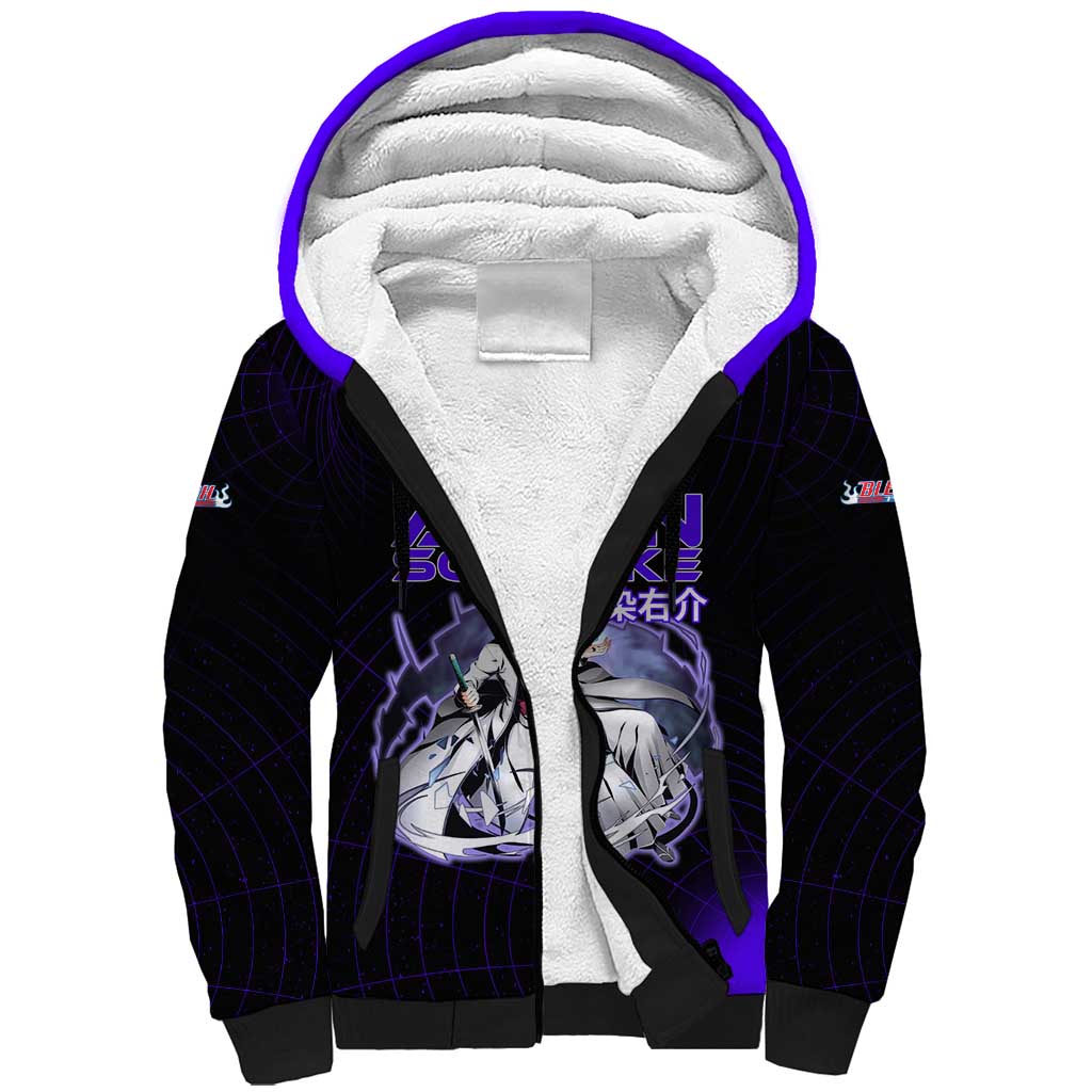 Aizen Sousuke Bleach Sherpa Hoodie Cosmic Anime Energy Grid Style
