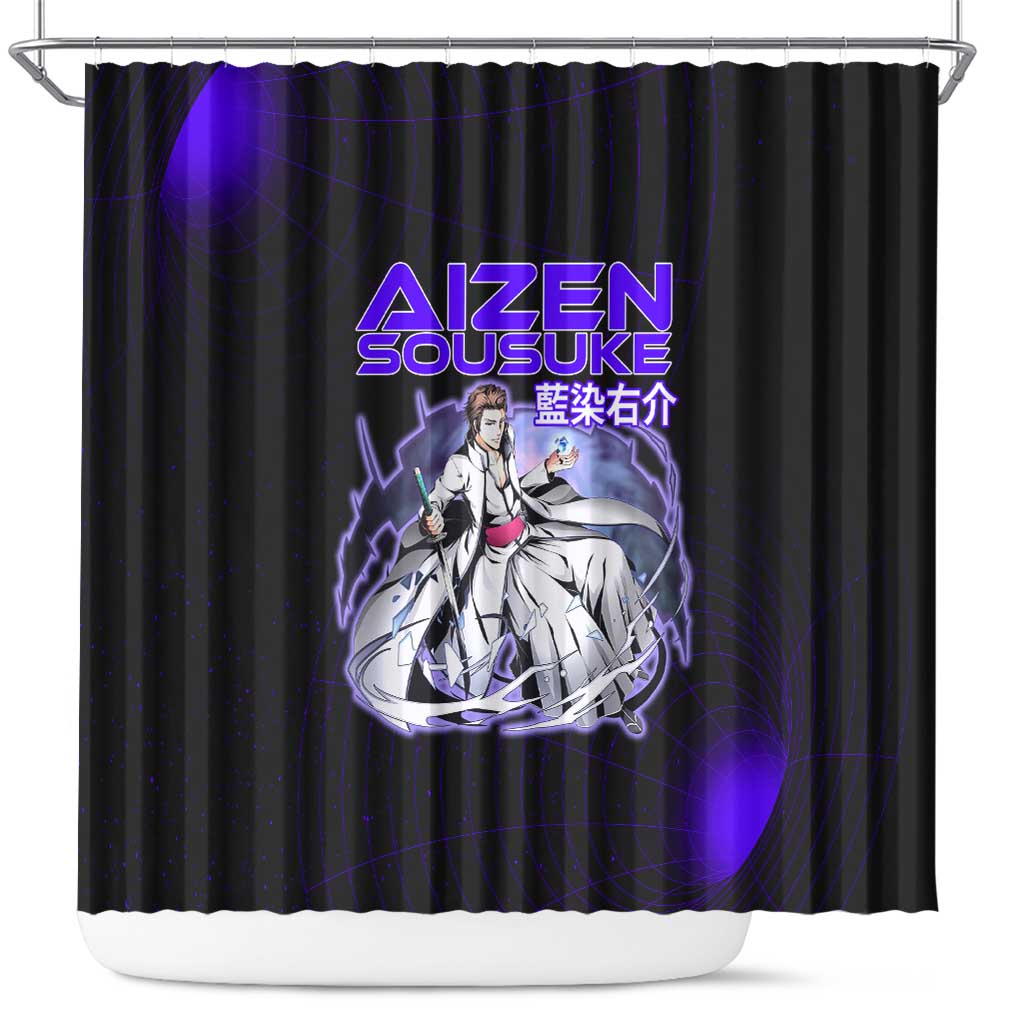 Aizen Sousuke Bleach Shower Curtain Cosmic Anime Energy Grid Style