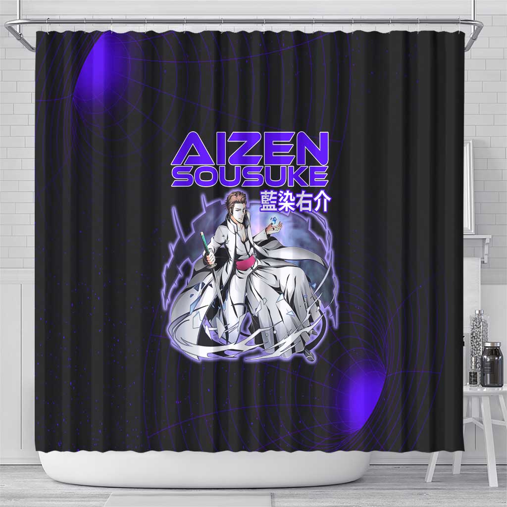 Aizen Sousuke Bleach Shower Curtain Cosmic Anime Energy Grid Style