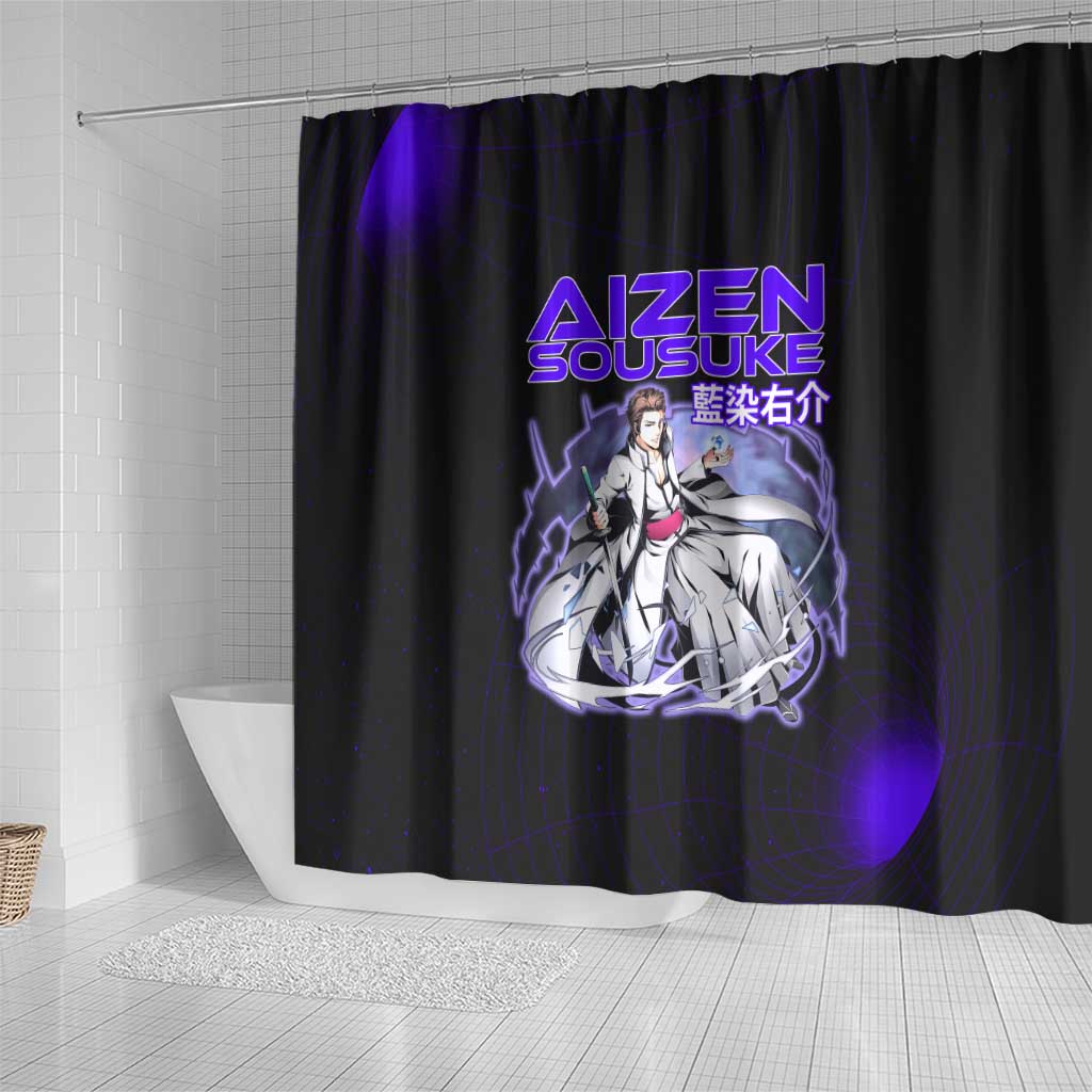 Aizen Sousuke Bleach Shower Curtain Cosmic Anime Energy Grid Style