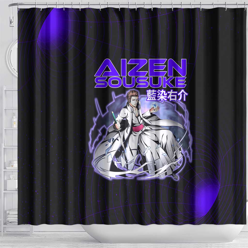 Aizen Sousuke Bleach Shower Curtain Cosmic Anime Energy Grid Style