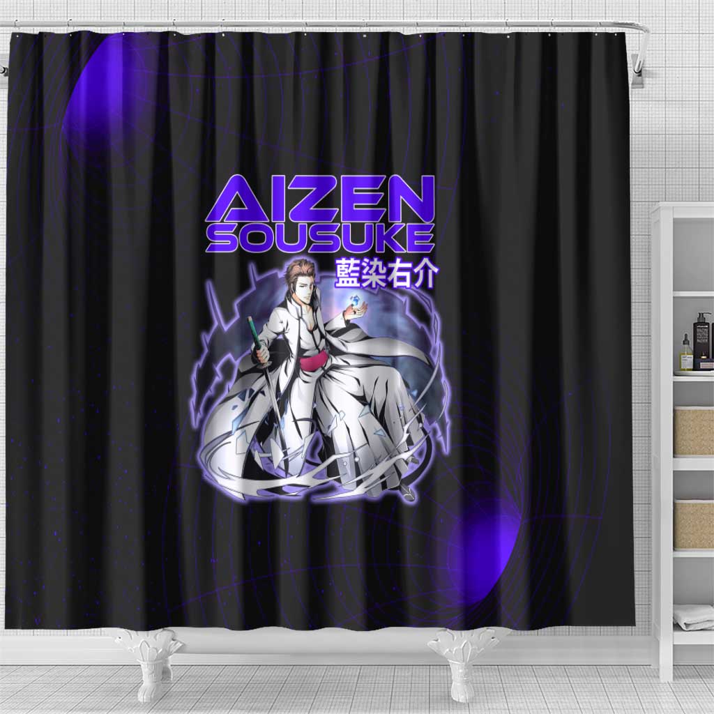 Aizen Sousuke Bleach Shower Curtain Cosmic Anime Energy Grid Style