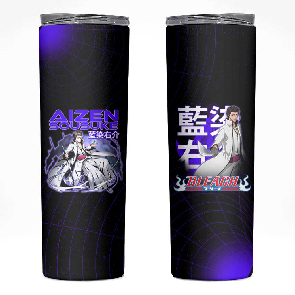 Aizen Sousuke Bleach Skinny Tumbler Cosmic Anime Energy Grid Style
