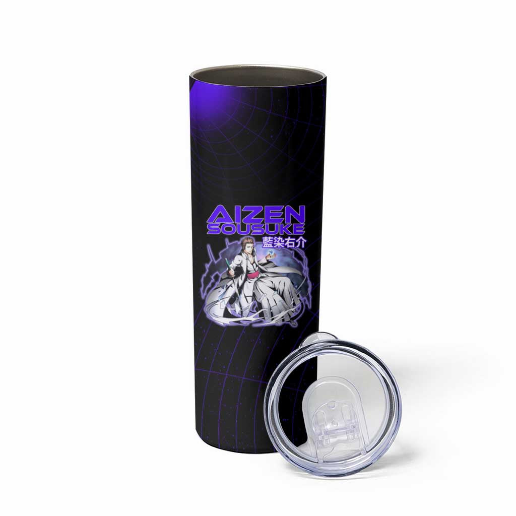 Aizen Sousuke Bleach Skinny Tumbler Cosmic Anime Energy Grid Style
