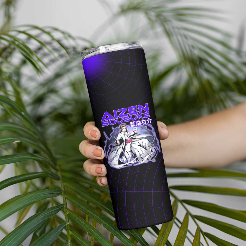 Aizen Sousuke Bleach Skinny Tumbler Cosmic Anime Energy Grid Style