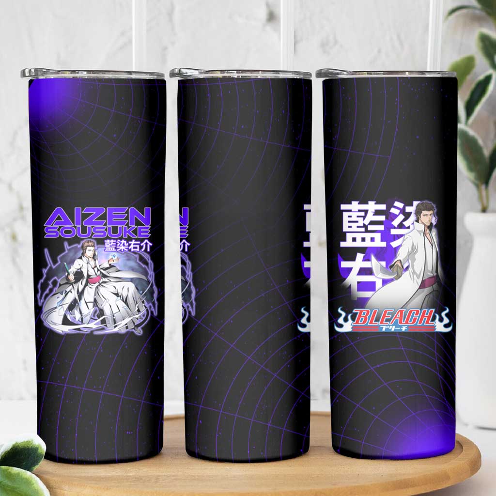 Aizen Sousuke Bleach Skinny Tumbler Cosmic Anime Energy Grid Style