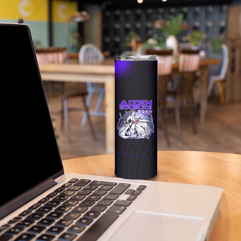 Aizen Sousuke Bleach Skinny Tumbler Cosmic Anime Energy Grid Style