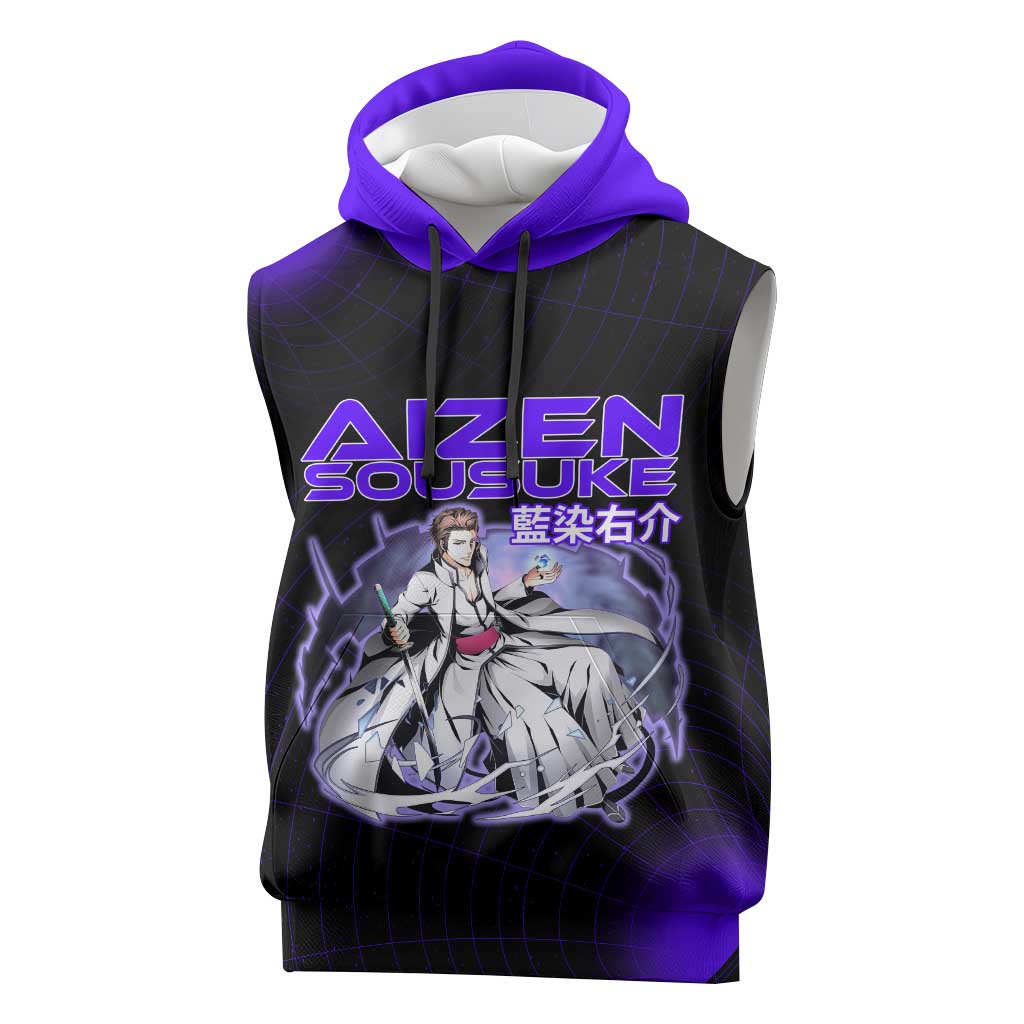 Aizen Sousuke Bleach Sleeveless Hoodie Cosmic Anime Energy Grid Style