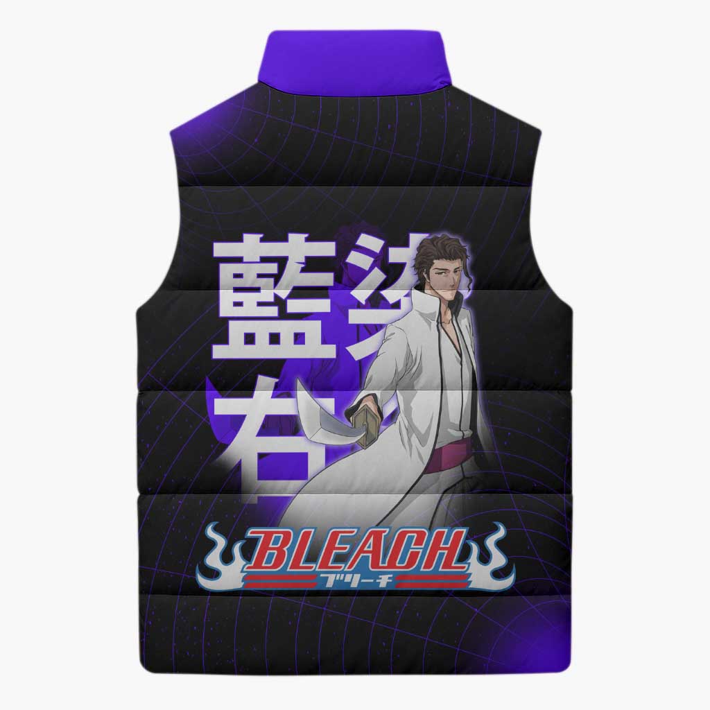 Aizen Sousuke Bleach Sleeveless Puffer Jacket Cosmic Anime Energy Grid Style