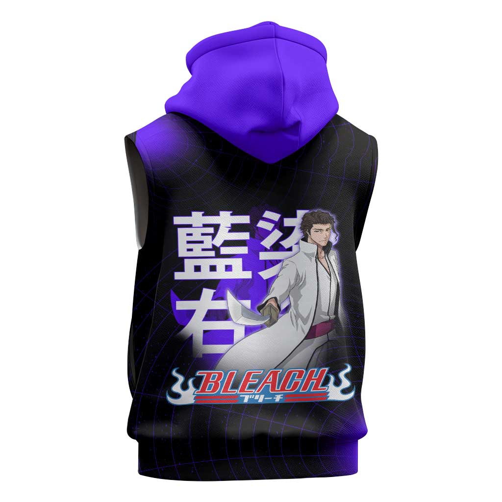 Aizen Sousuke Bleach Sleeveless Zip Hoodie Cosmic Anime Energy Grid Style