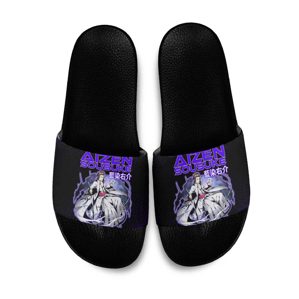 Aizen Sousuke Bleach Slide Sandals Cosmic Anime Energy Grid Style