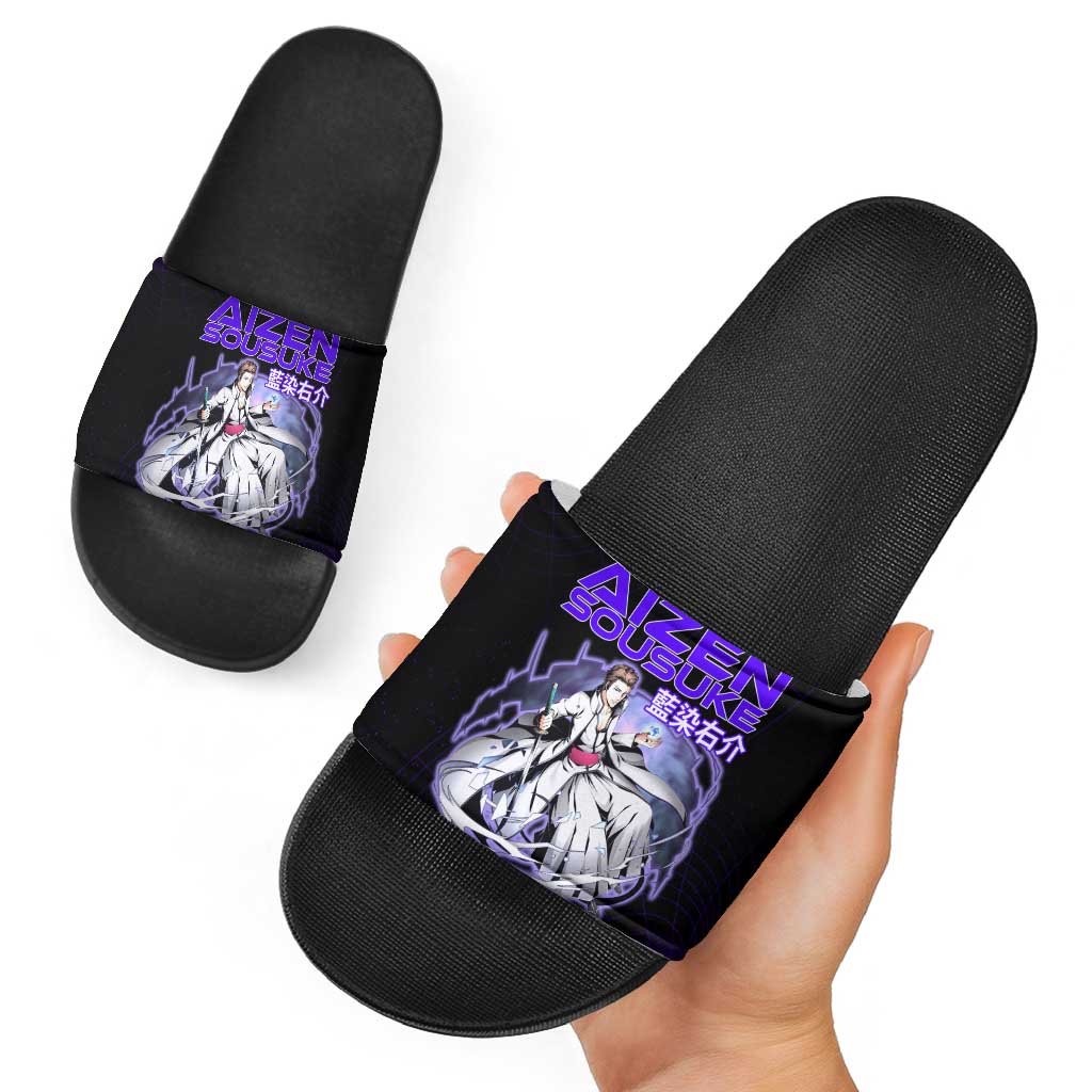 Aizen Sousuke Bleach Slide Sandals Cosmic Anime Energy Grid Style