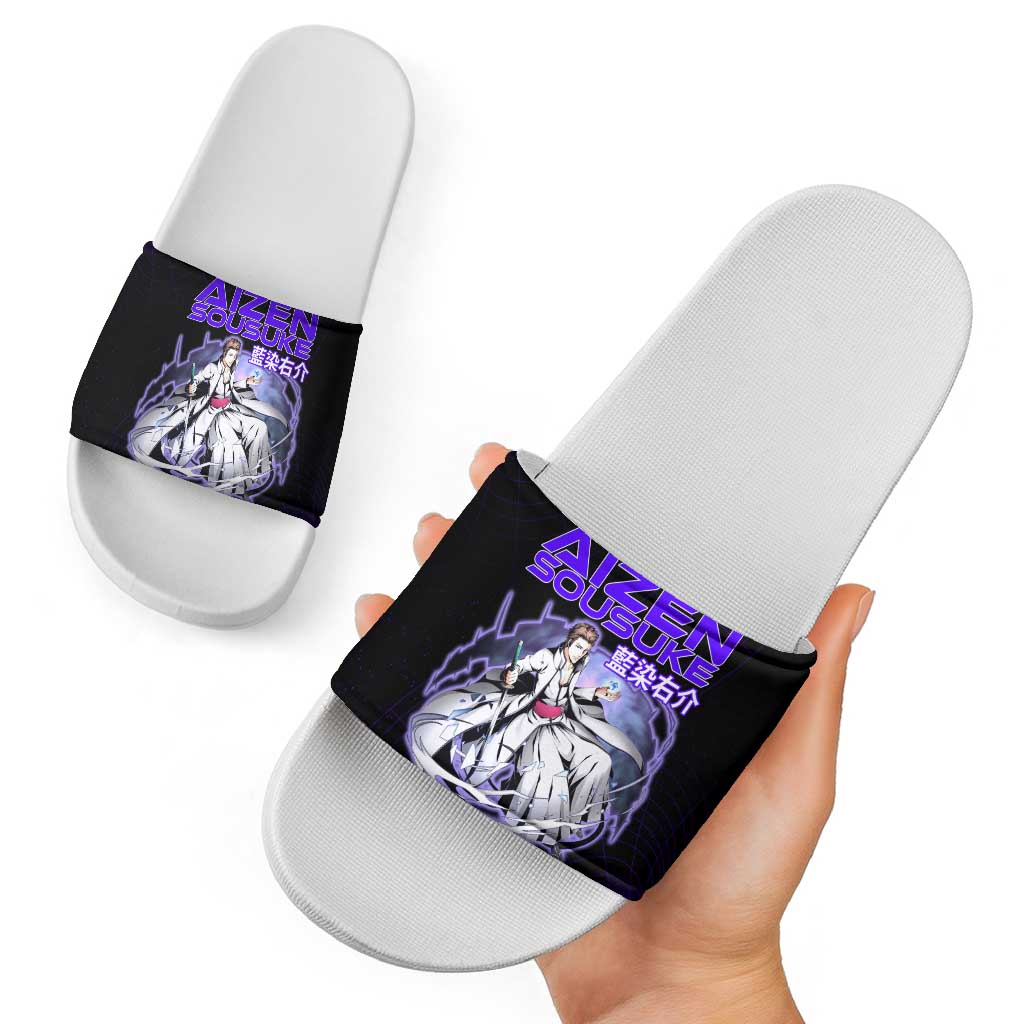 Aizen Sousuke Bleach Slide Sandals Cosmic Anime Energy Grid Style
