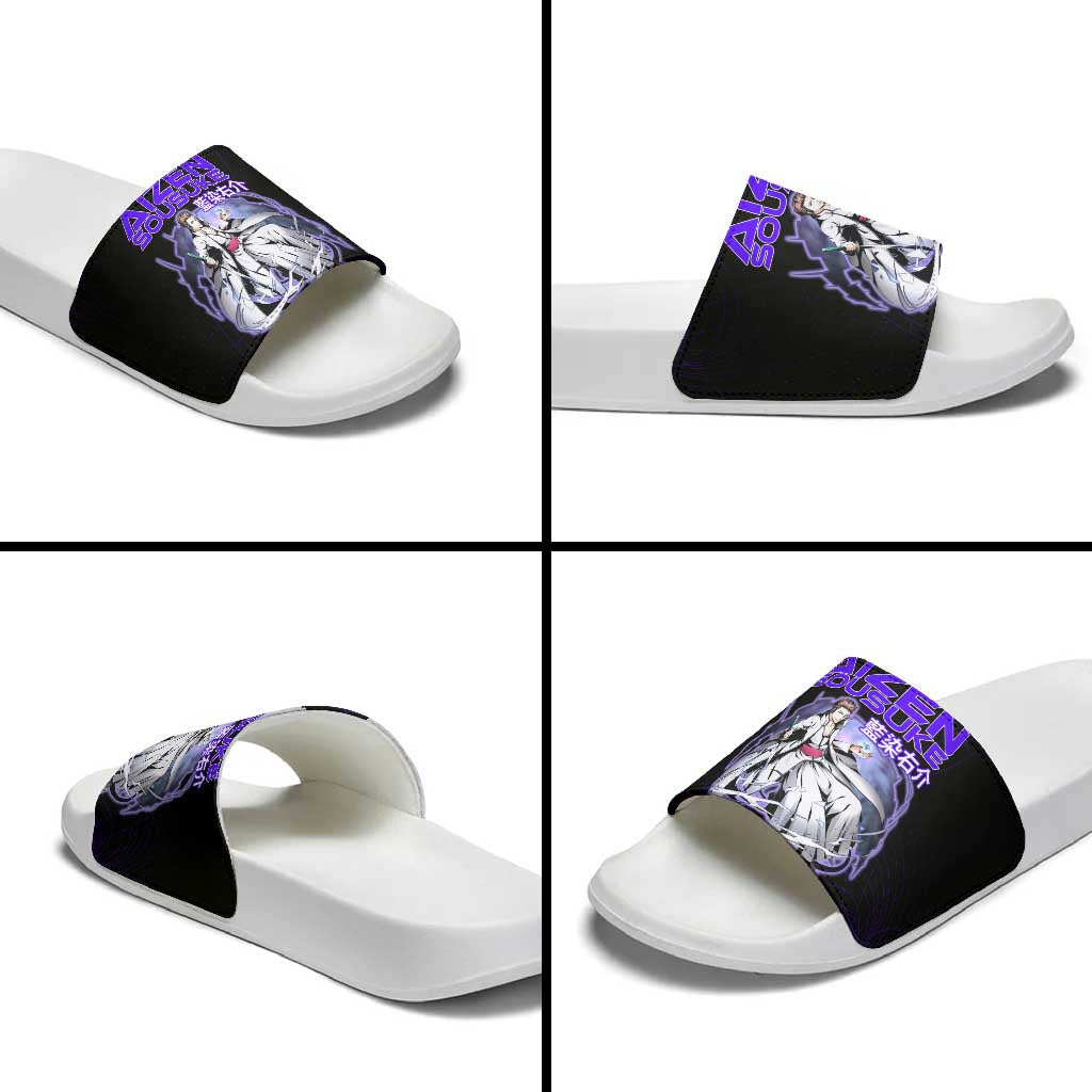 Aizen Sousuke Bleach Slide Sandals Cosmic Anime Energy Grid Style