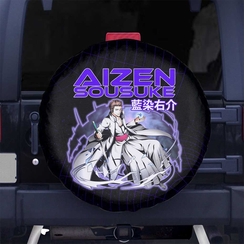 Aizen Sousuke Bleach Spare Tire Cover Cosmic Anime Energy Grid Style