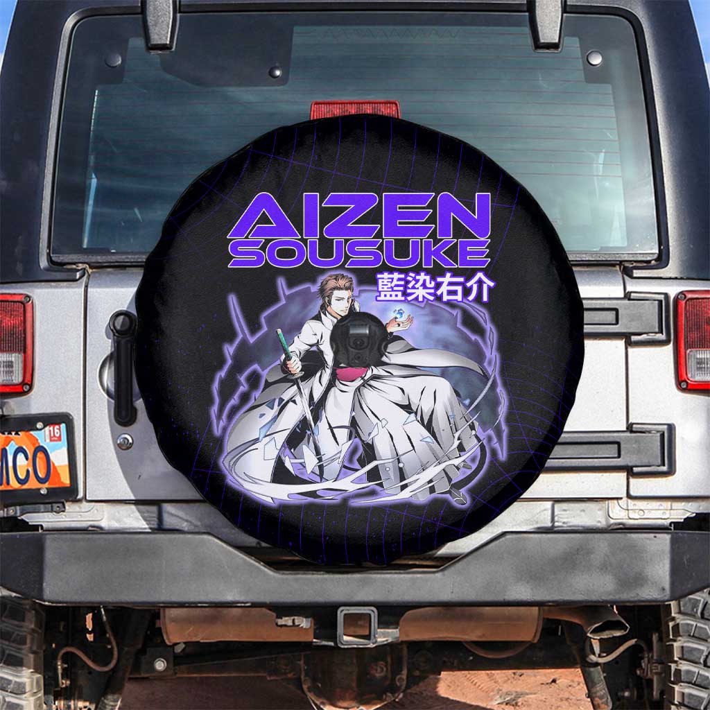 Aizen Sousuke Bleach Spare Tire Cover Cosmic Anime Energy Grid Style