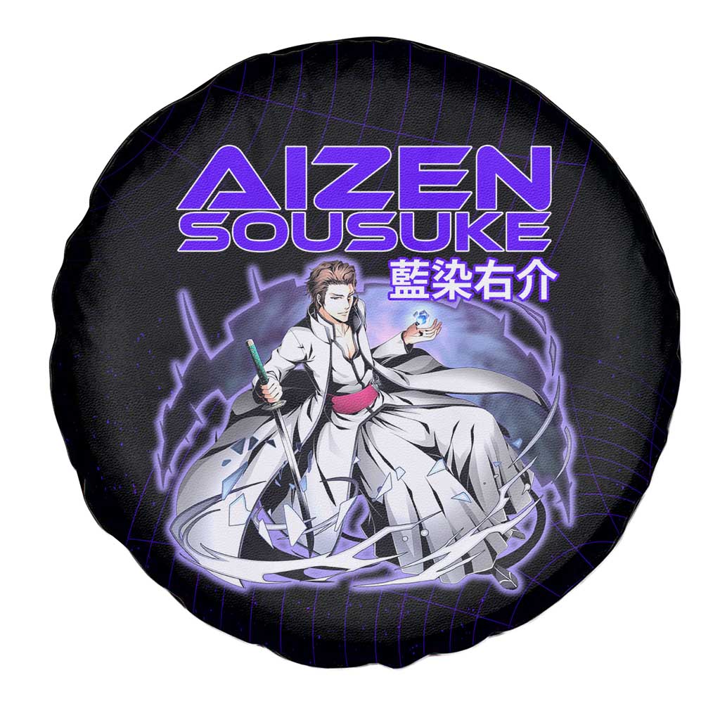 Aizen Sousuke Bleach Spare Tire Cover Cosmic Anime Energy Grid Style