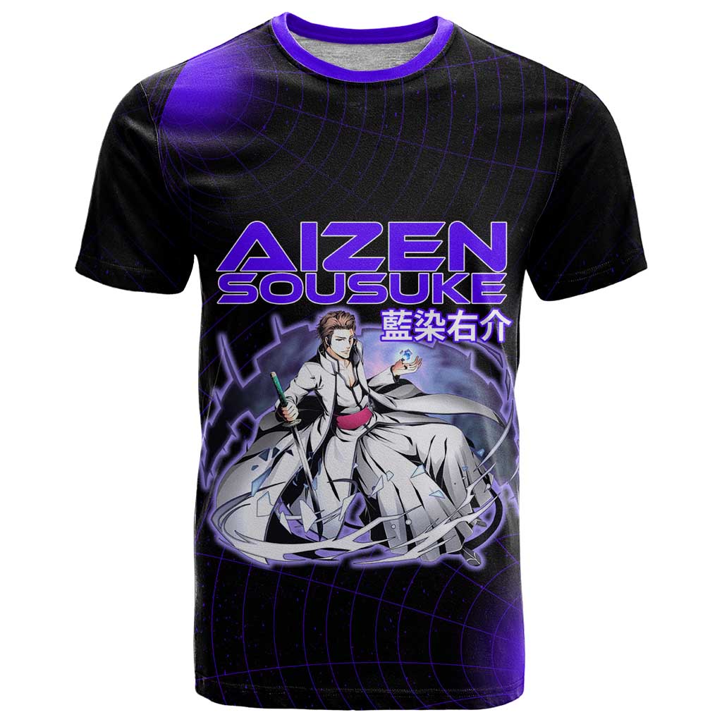 Aizen Sousuke Bleach T Shirt Cosmic Anime Energy Grid Style