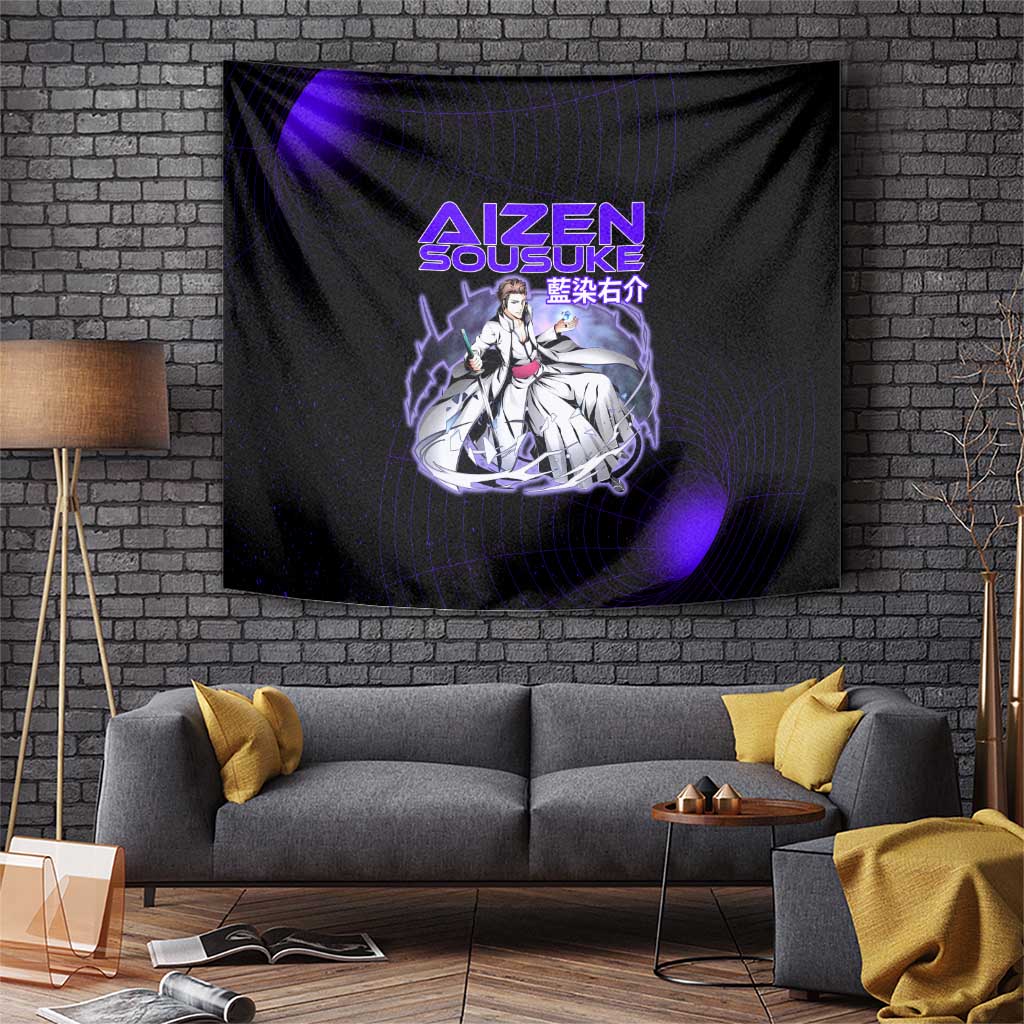Aizen Sousuke Bleach Tapestry Cosmic Anime Energy Grid Style