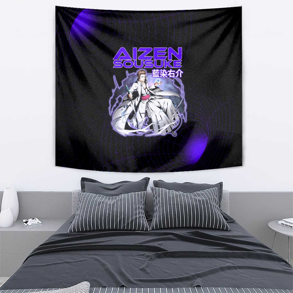 Aizen Sousuke Bleach Tapestry Cosmic Anime Energy Grid Style