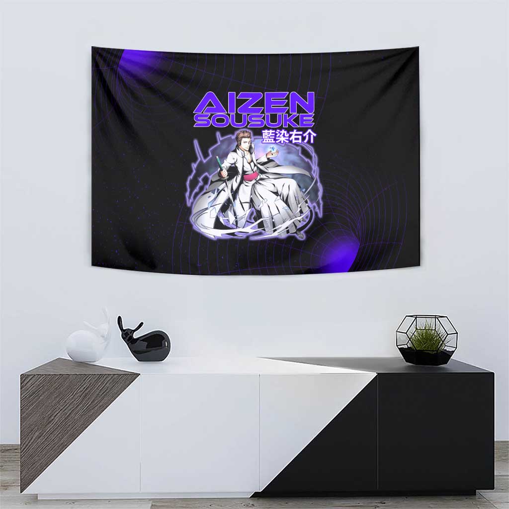 Aizen Sousuke Bleach Tapestry Cosmic Anime Energy Grid Style