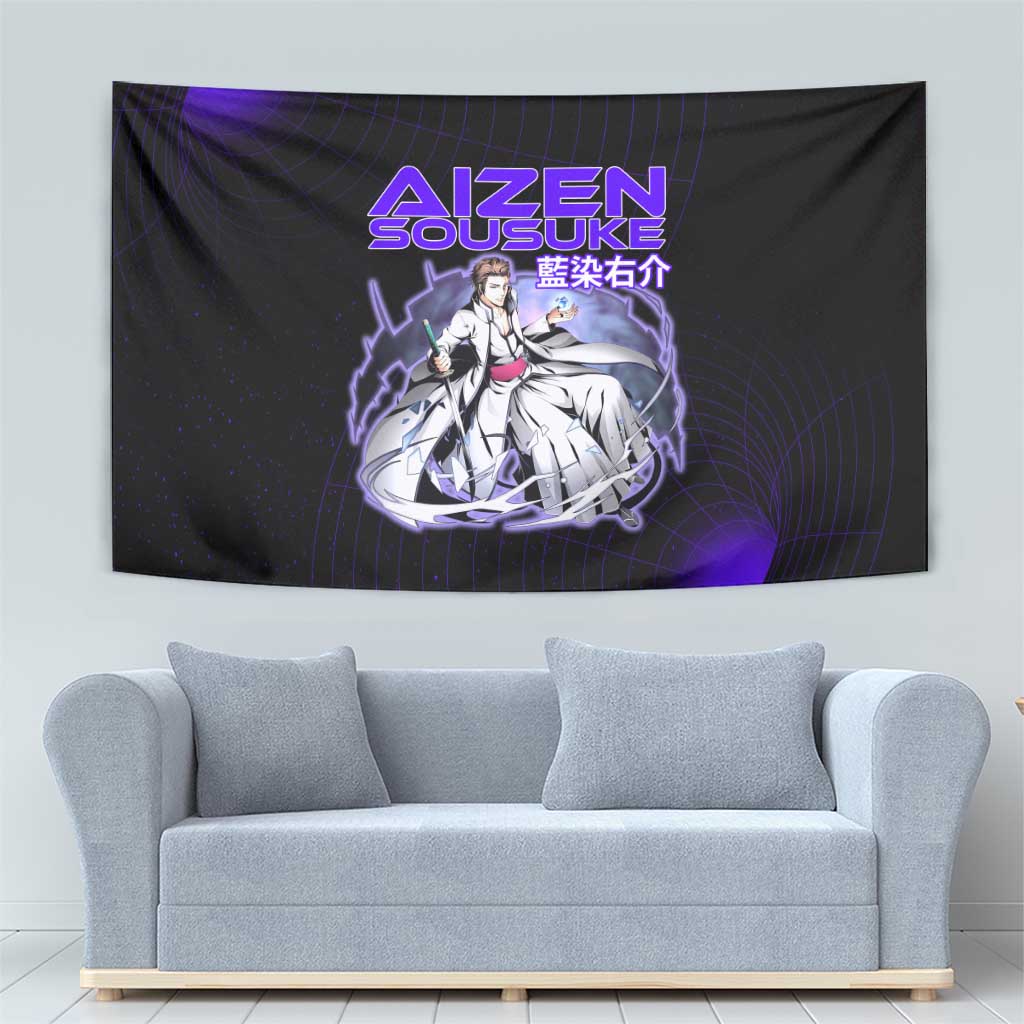 Aizen Sousuke Bleach Tapestry Cosmic Anime Energy Grid Style