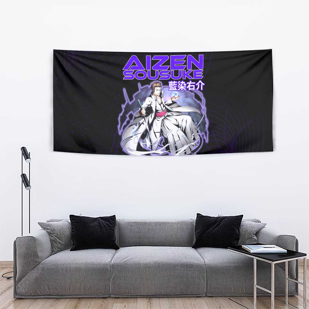 Aizen Sousuke Bleach Tapestry Cosmic Anime Energy Grid Style