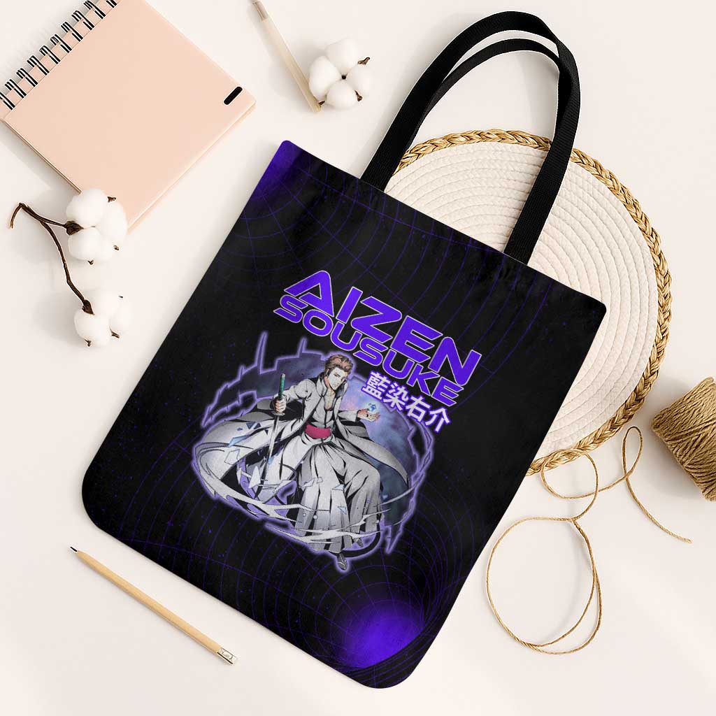 Aizen Sousuke Bleach Tote Bag Cosmic Anime Energy Grid Style