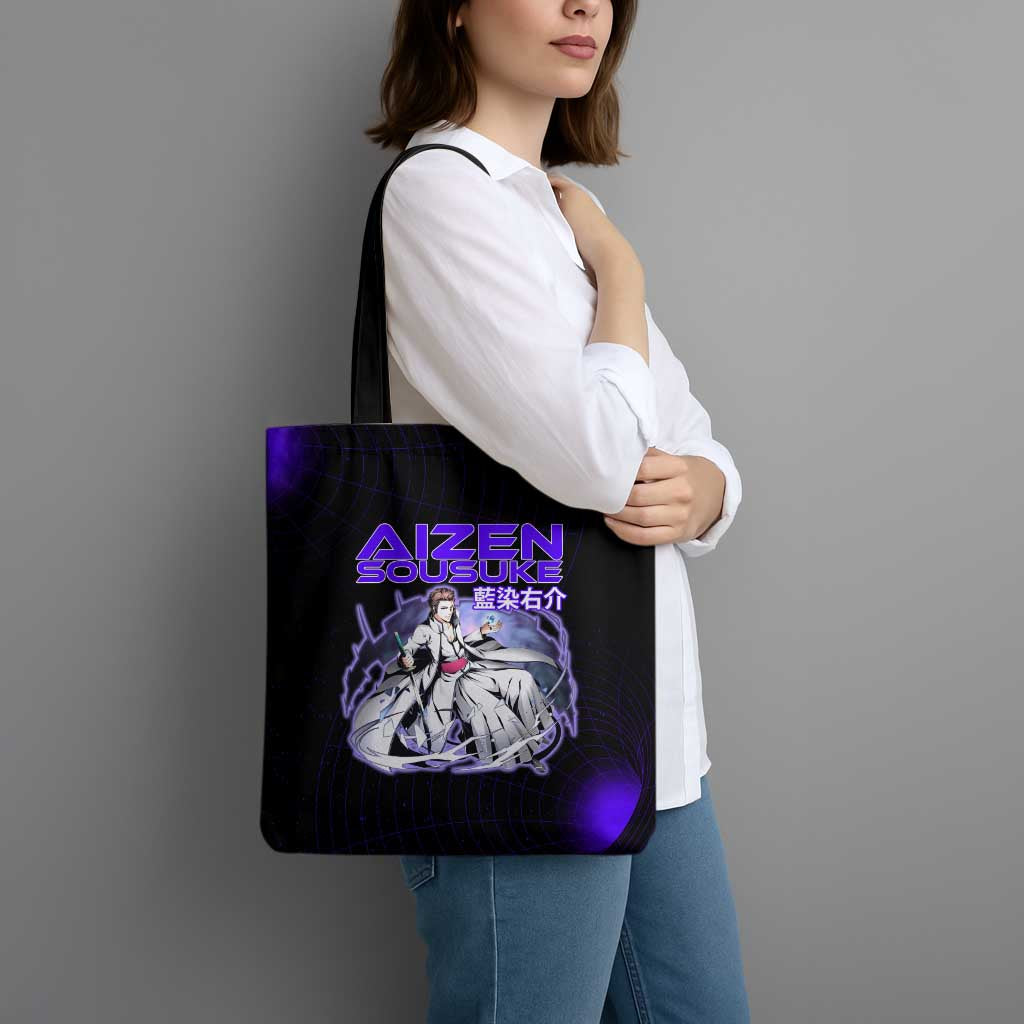 Aizen Sousuke Bleach Tote Bag Cosmic Anime Energy Grid Style