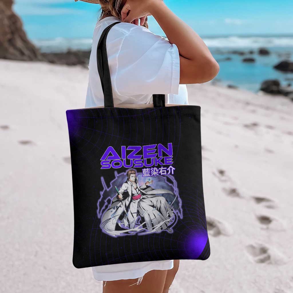 Aizen Sousuke Bleach Tote Bag Cosmic Anime Energy Grid Style