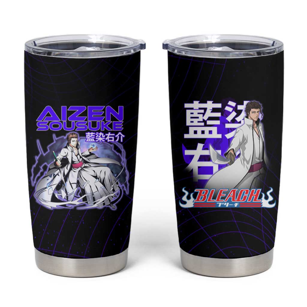 Aizen Sousuke Bleach Tumbler Cup Cosmic Anime Energy Grid Style