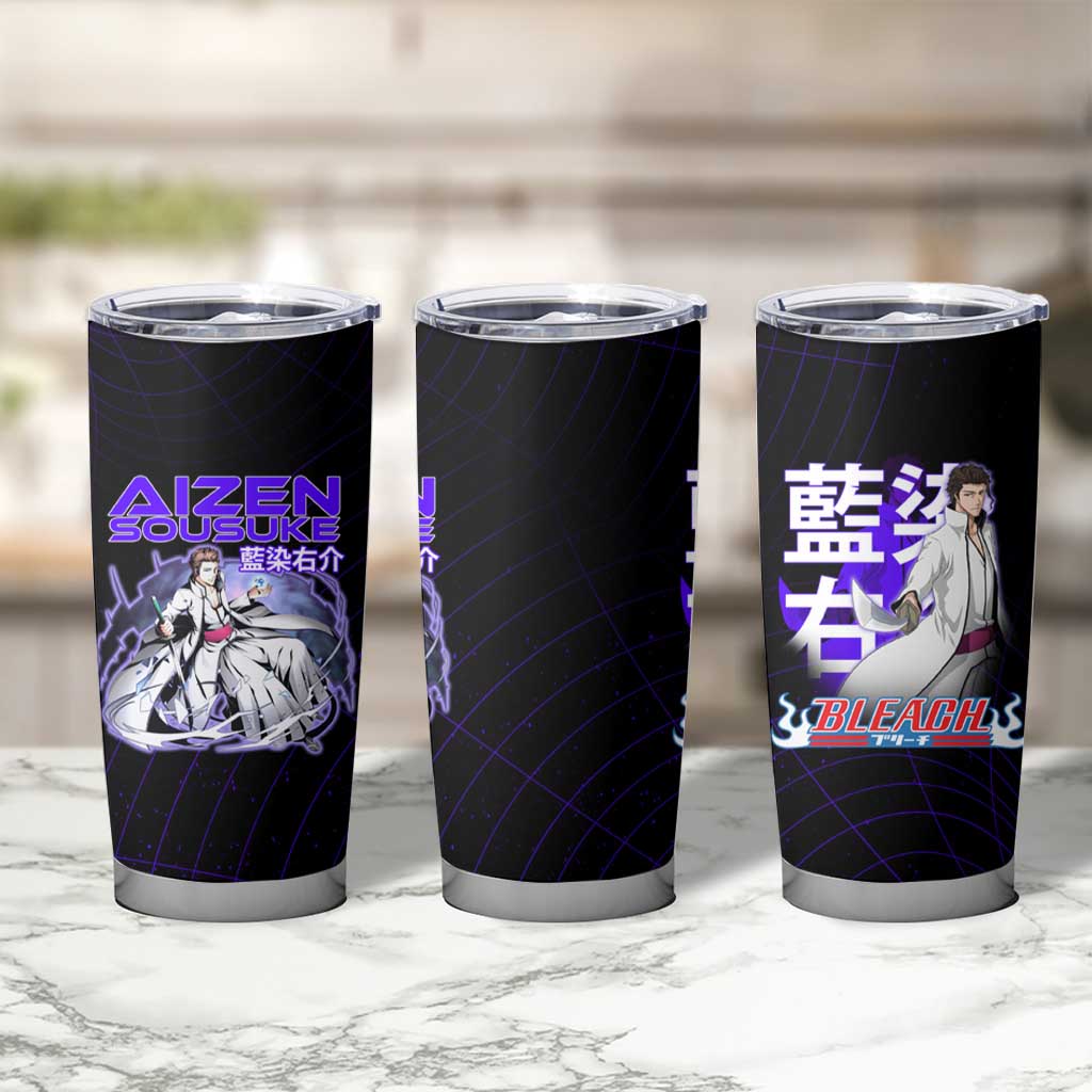 Aizen Sousuke Bleach Tumbler Cup Cosmic Anime Energy Grid Style