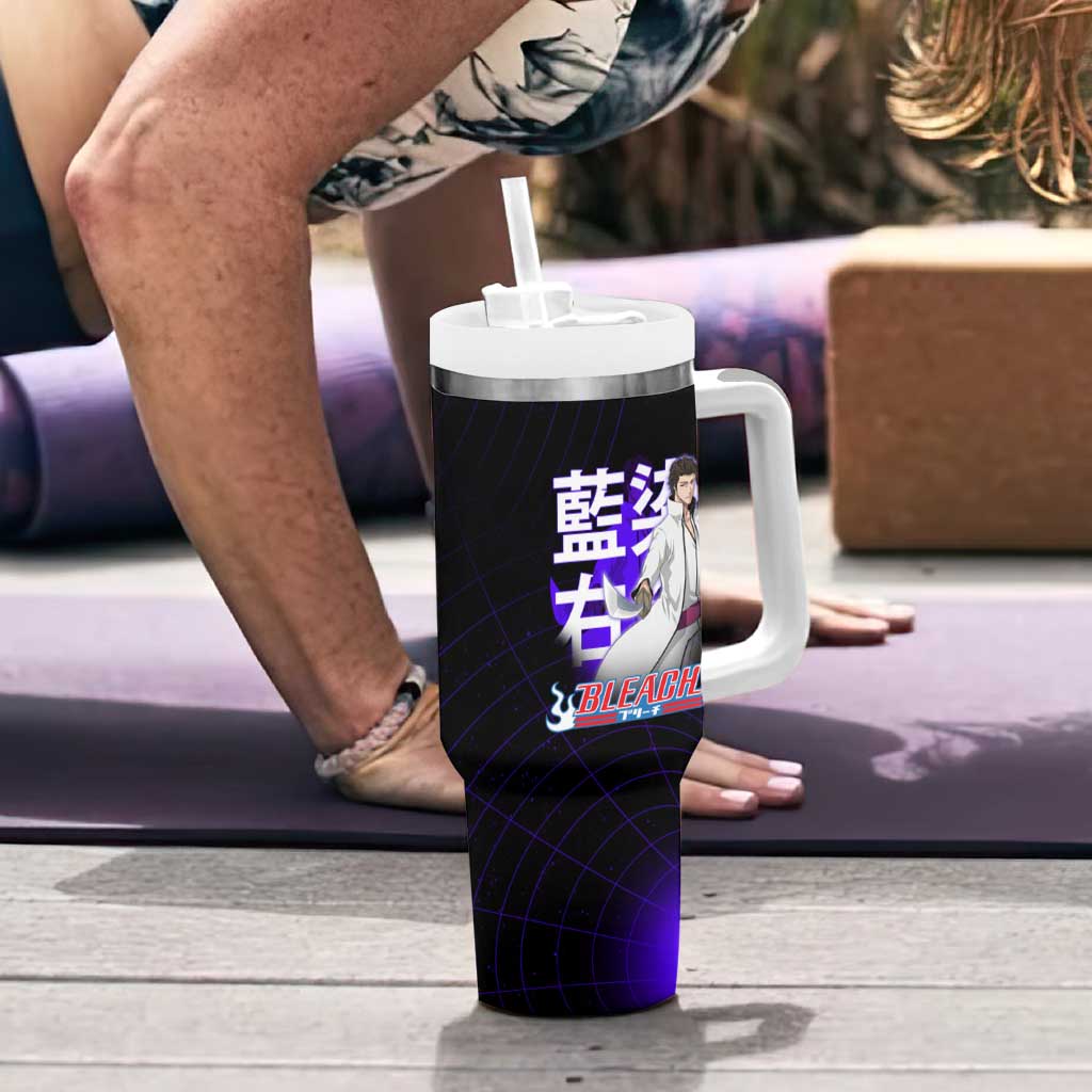 Aizen Sousuke Bleach Tumbler With Handle Cosmic Anime Energy Grid Style