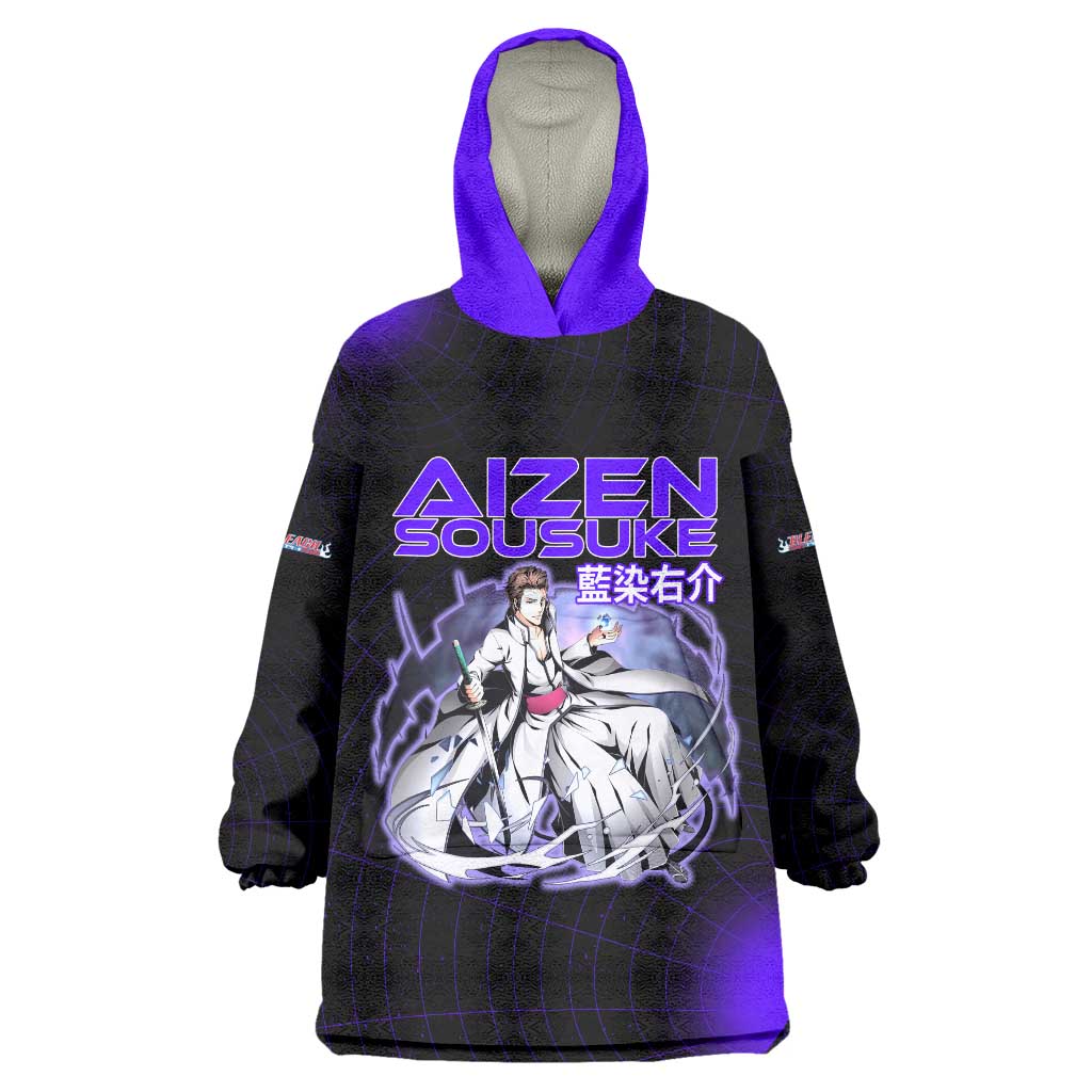 Aizen Sousuke Bleach Wearable Blanket Hoodie Cosmic Anime Energy Grid Style