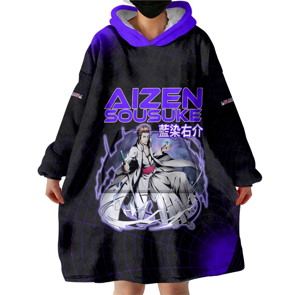 Aizen Sousuke Bleach Wearable Blanket Hoodie Cosmic Anime Energy Grid Style